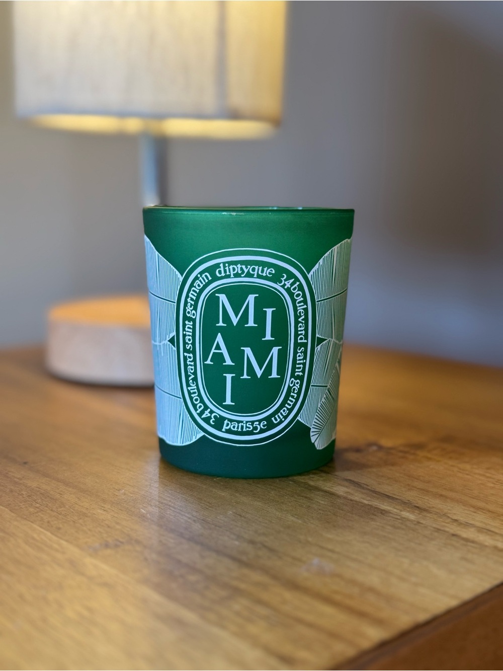 Diptyque Miami Green Frosted Glass Candle Holder Empty Vessel 6.5 Oz